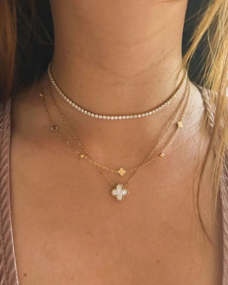 Layered Gold Charm necklaces | Clover Necklace