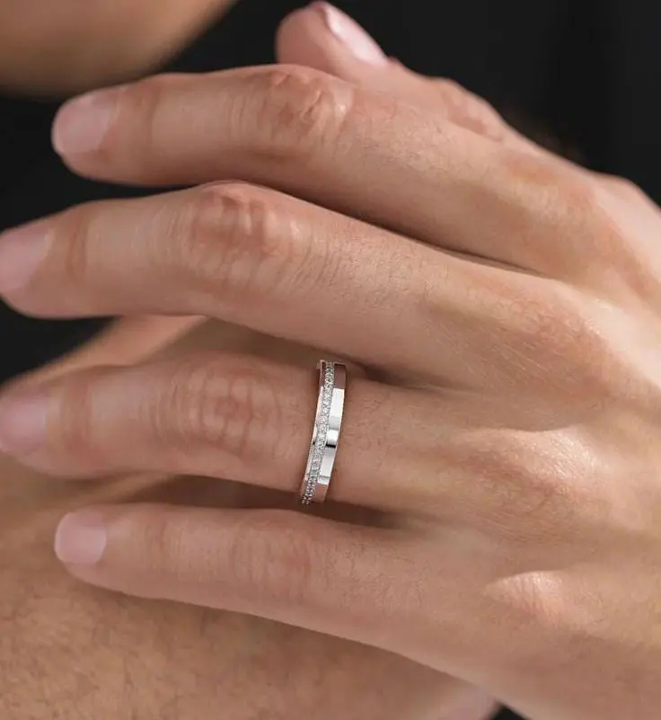 Silver Ring With Embedded Diamond